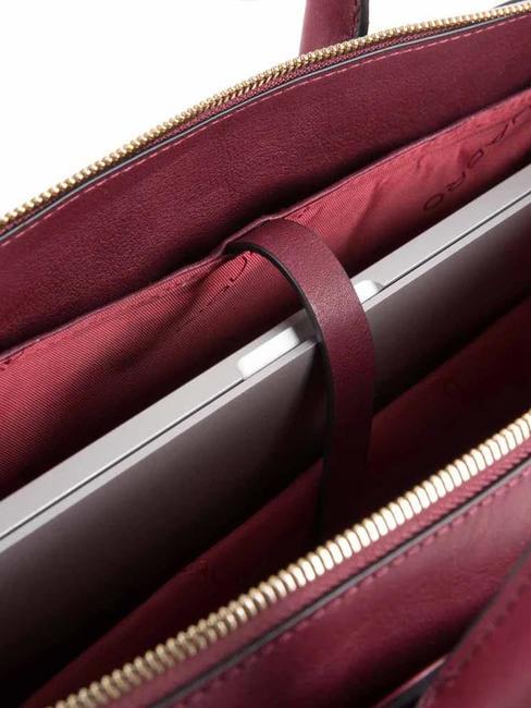 CAMPIONARIO - GEA  15.6" leather laptop briefcase bordeaux - Work Briefcases