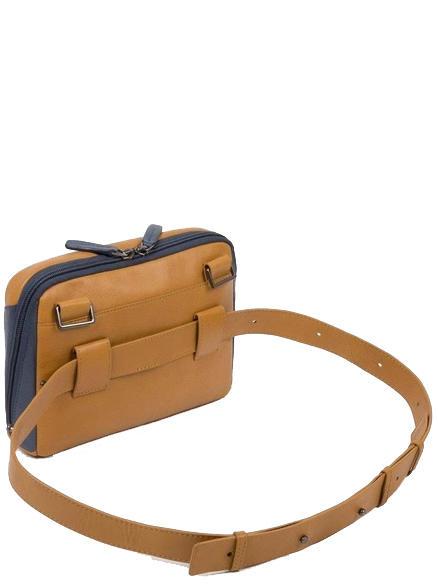 CAMPIONARIO - HAKONE Mini leather shoulder strap Leather / Blue - Hip pouches