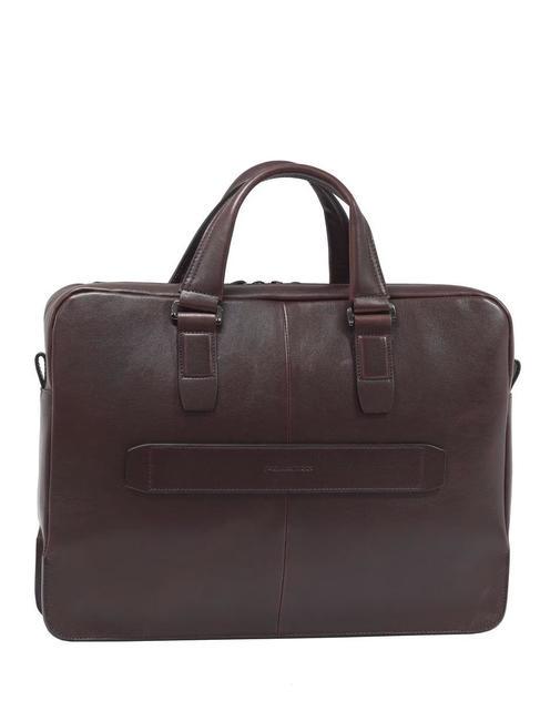 PIQUADRO - PIONEER Leather briefcase, 14 "pc holder MORO - Work Briefcases