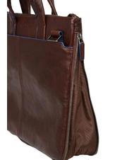 PIQUADRO CAMPIONARIO - BLUE SQUARE SPECIAL 15.6 "laptop briefcase, in leather MORO - Work Briefcases - 3