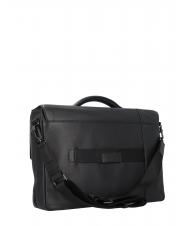 PIQUADRO CAMPIONARIO - AKRON  Expandable leather briefcase, 15.6 "PC holder Black - Work Briefcases - 4