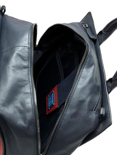 CAMPIONARIO - PRISMA Leather backpack briefcase, 15 "pc holder blue - Work Briefcases