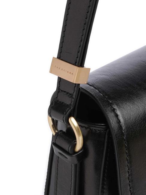 FEDERICA  Shoulder bag, in leather Black Gold - Women&rsquo;s Bags