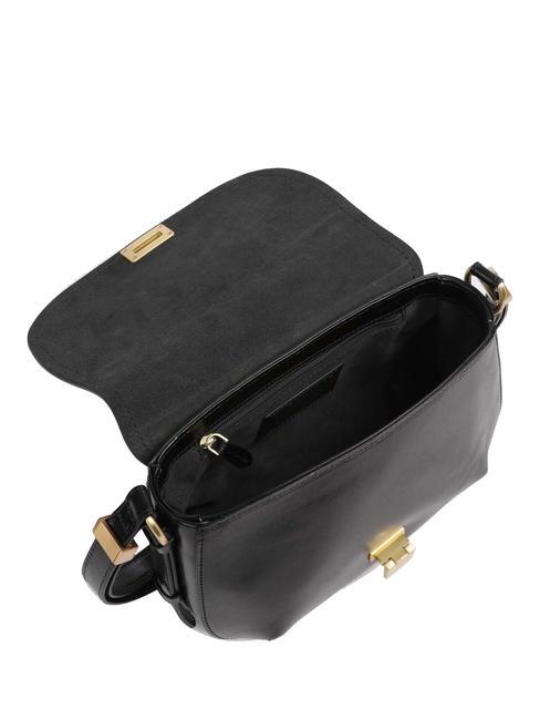 FEDERICA  Shoulder bag, in leather Black Gold - Women&rsquo;s Bags