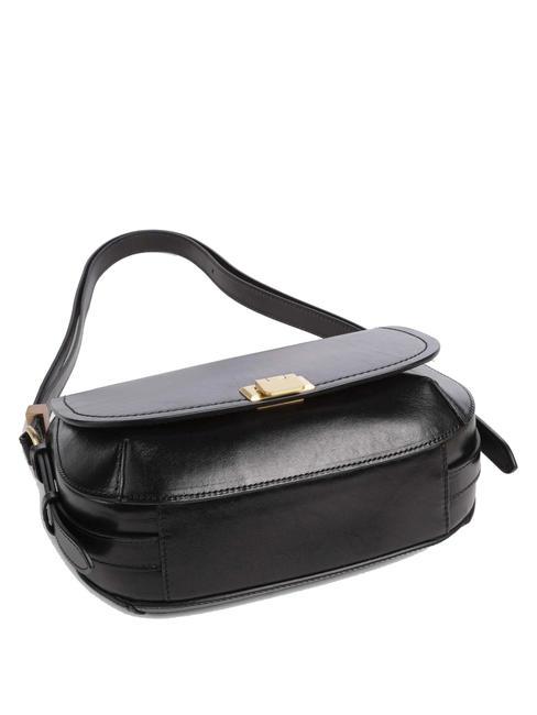 FEDERICA  Shoulder bag, in leather Black Gold - Women&rsquo;s Bags