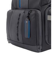 PIQUADRO backpack URBAN FAST-CHECK, PC holder 15,6 ", in leather black grigiongr - Laptop backpacks - 4