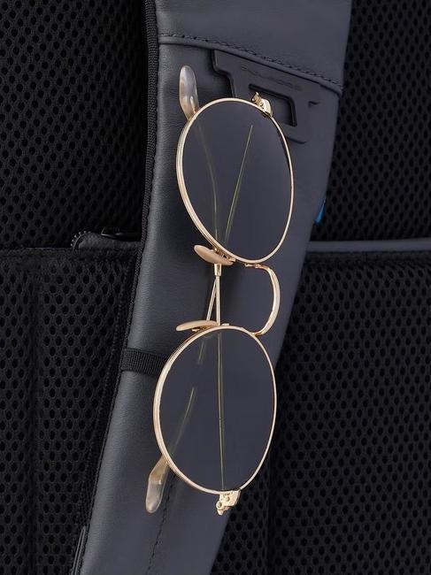 backpack URBAN FAST-CHECK, PC holder 15,6 ", in leather black grigiongr - Laptop backpacks