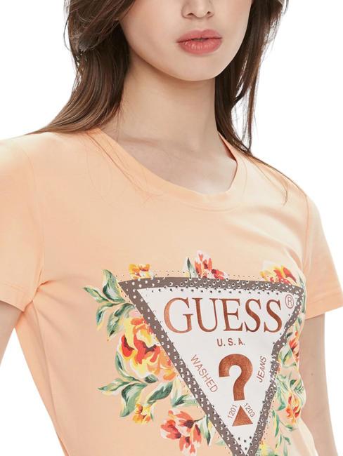 TRIANGLE FLOWERS Stretch cotton T-shirt peach sky - T-shirt
