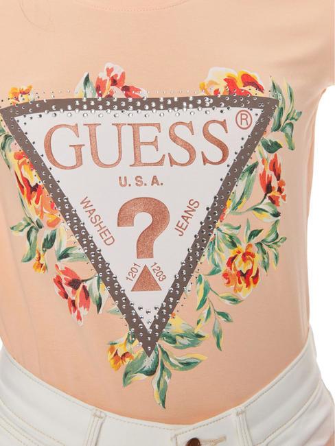 TRIANGLE FLOWERS Stretch cotton T-shirt peach sky - T-shirt