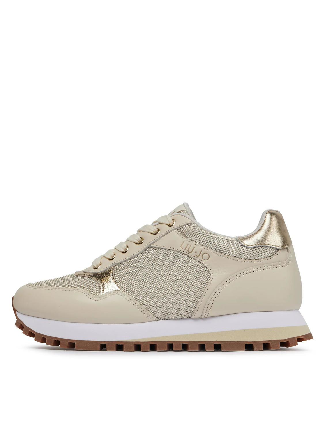Liujo Liu Jo Wonder 39 Leather And Mesh Sneakers Ivory Buy At Outlet Prices