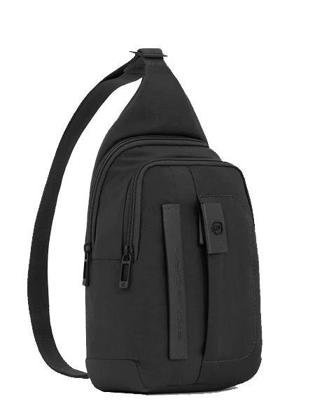 P16 One-shoulder backpack bag black chevron - Laptop backpacks