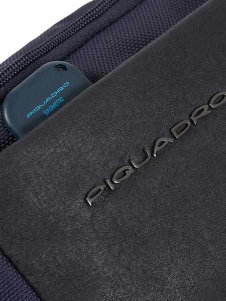 BRIEF 2 Belt bag in leather and fabric blue - Hip pouches