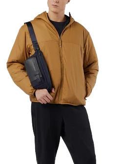 BRIEF 2 Belt bag in leather and fabric blue - Hip pouches