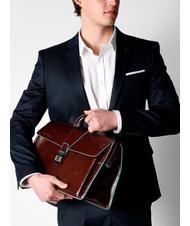 PIQUADRO BLUE SQUARE  Leather Doctor Bag mahogany - Work Briefcases - 5