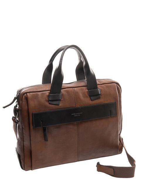 CAMPIONARIO - PYRAMID Leather briefcase, 15 "pc holder BROWN - Work Briefcases