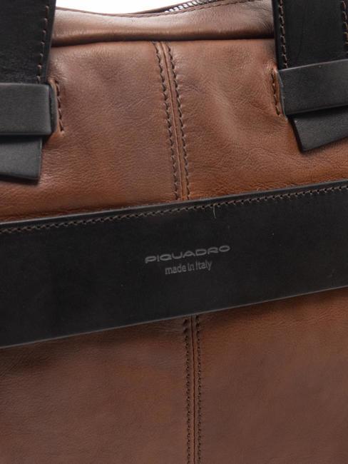 CAMPIONARIO - PYRAMID Leather briefcase, 15 "pc holder BROWN - Work Briefcases