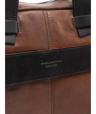 PIQUADRO CAMPIONARIO - PYRAMID Leather briefcase, 15 "pc holder BROWN - Work Briefcases - 4