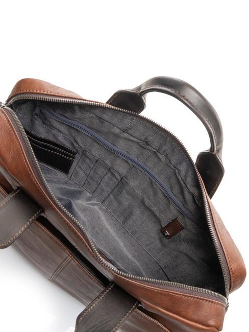 CAMPIONARIO - PYRAMID Leather briefcase, 15 "pc holder BROWN - Work Briefcases