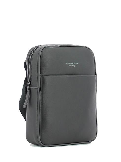 CAMPIONARIO - DAVID Leather shoulder bag for iPad black - Over-the-shoulder Bags for Men