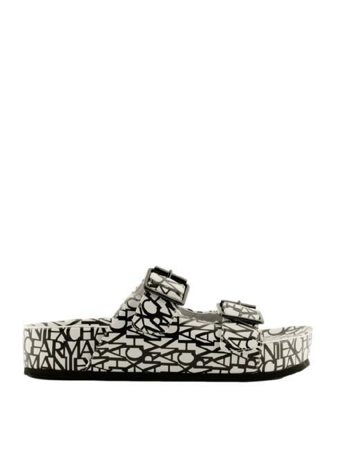 LOGO ALL OVER Sandals off white+black - Women’s shoes