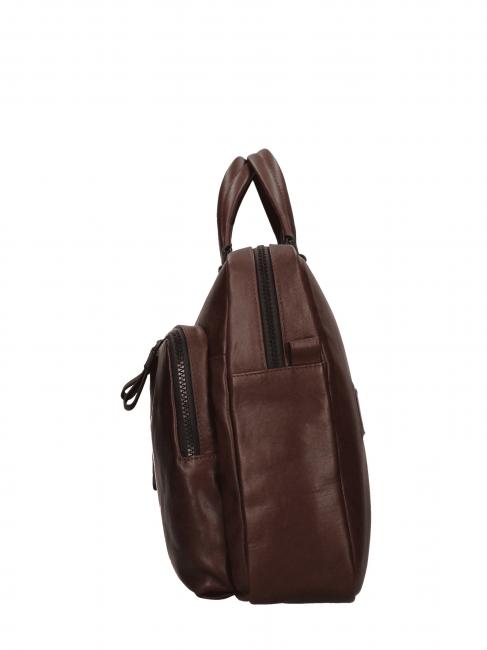 CAMPIONARIO - HARPER 15.6 "laptop briefcase, in leather dark-haired - Work Briefcases