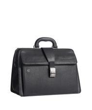 PIQUADRO CAMPIONARIO - BLACK SQUARE Doctor Bag in leather, 13" PC holder - Work Briefcases