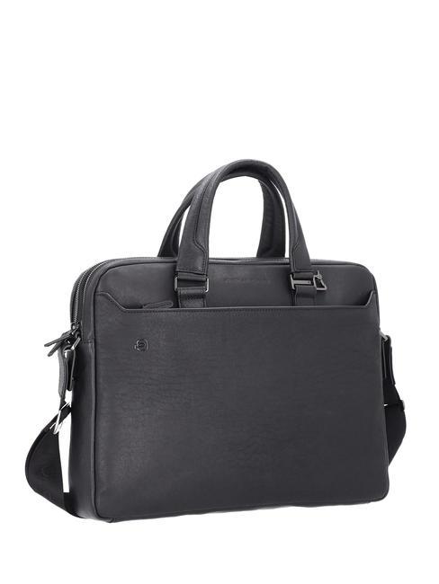 CAMPIONARIO - BLACK SQUARE Leather briefcase for 15.6" laptop black - Work Briefcases