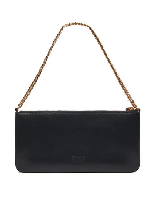 HORIZONTAL FLAT  Shoulder bag, in leather black-antique gold - Women’s Bags