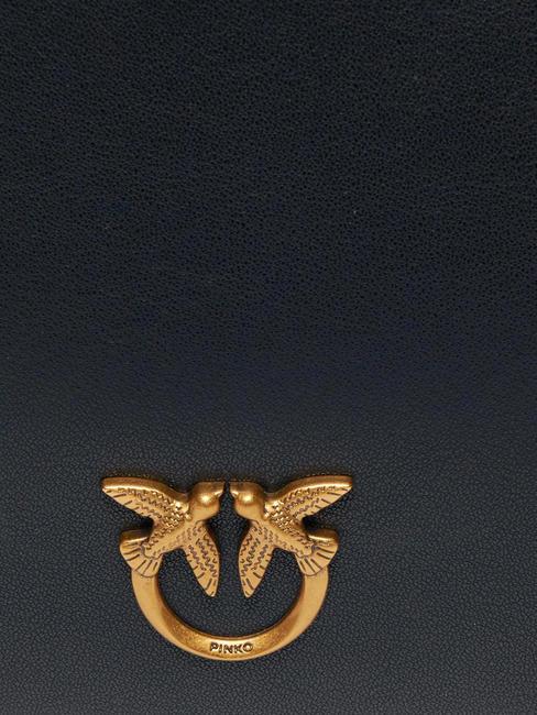 HORIZONTAL FLAT  Shoulder bag, in leather black-antique gold - Women’s Bags