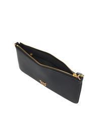 PINKO HORIZONTAL FLAT  Shoulder bag, in leather black-antique gold - Women’s Bags - 4
