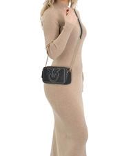 PINKO CARRIE Mini shoulder bag, in leather black-antique gold - Women’s Bags - 5