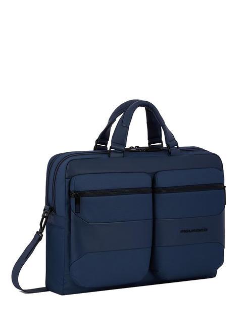 CAMPIONARIO - GIO Leather and fabric briefcase for 15.6" laptop blue - Work Briefcases