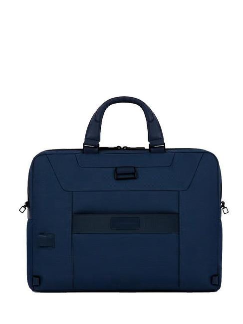 CAMPIONARIO - GIO Leather and fabric briefcase for 15.6" laptop blue - Work Briefcases