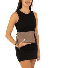 LESAC ROBERTA Dollar leather clutch bag taupe - Women’s Bags - 4