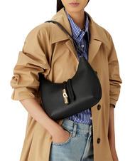 FURLA GOCCIA Hammered leather shoulder bag Black - Women&rsquo;s Bags - 6