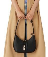 FURLA GOCCIA Hammered leather shoulder bag Black - Women&rsquo;s Bags - 7