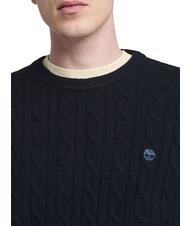 TIMBERLAND P-B LAMBWOOL Crewneck sweater in wool blend dark sapphire/dark denim - Men's Sweaters - 3
