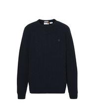TIMBERLAND P-B LAMBWOOL Crewneck sweater in wool blend dark sapphire/dark denim - Men's Sweaters - 4