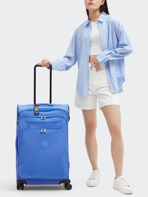 NEW YOURI SPIN M Medium size trolley havana blue - Semi-rigid Trolley Cases