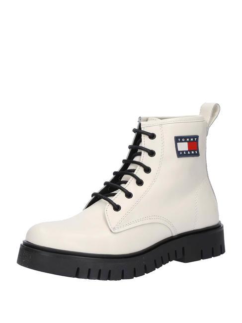 TOMMY JEANS Lace Up Leather ankle boots ecru - Women’s shoes