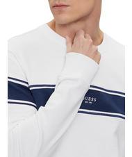 GUESS INSERTED STRIPE Cotton crewneck sweatshirt purwhite - Sweatshirts - 3