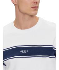 GUESS INSERTED STRIPE Cotton crewneck sweatshirt purwhite - Sweatshirts - 4
