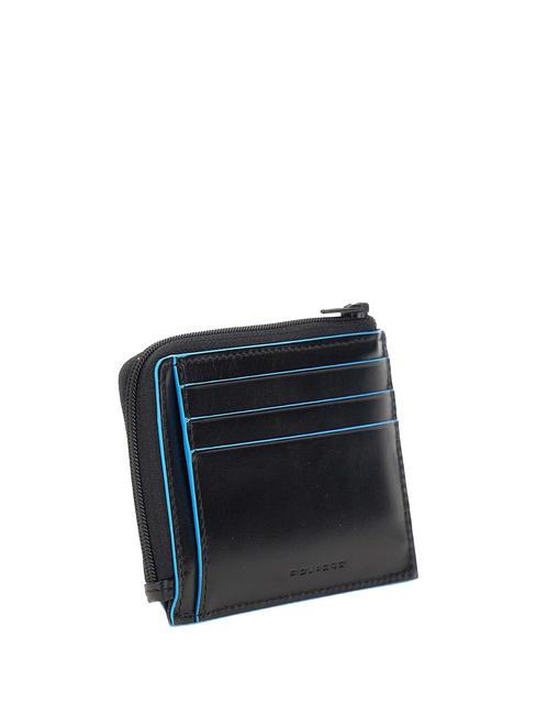 BLUE SQUARE  Leather card holder, with zip black - Women’s Wallets