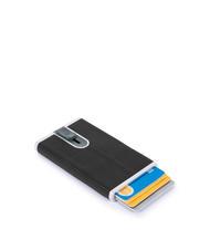 PIQUADRO  BLACK SQUARE Metallic card holder covered in leather - Men&rsquo;s Wallets