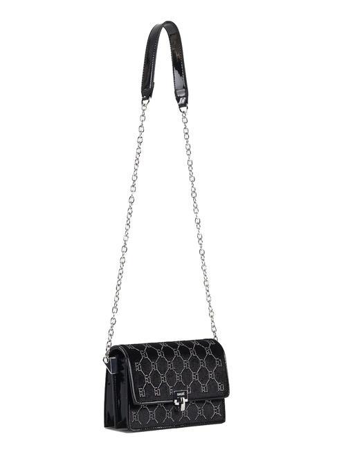 CHELSIE Mini velvet bag with rhinestones BLACK - Women’s Bags