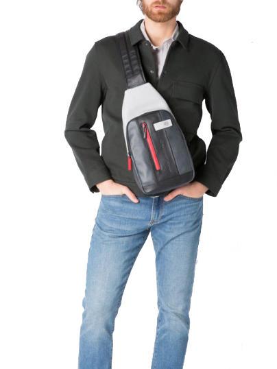 URBAN Leather one-shoulder bag grey/black - Laptop backpacks