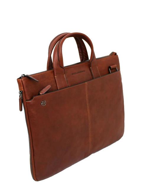 BLACK SQUARE  15" PC briefcase, expandable leather - Work Briefcases