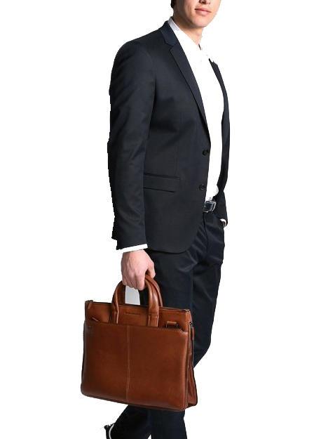 BLACK SQUARE  15" PC briefcase, expandable leather - Work Briefcases