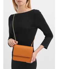 COCCINELLE ANNE Mini bag with flap in hammered leather paprika - Women’s Bags - 4