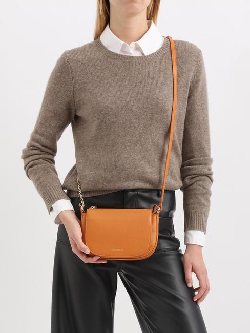 ANNE Mini shoulder bag in hammered leather paprika - Women’s Bags